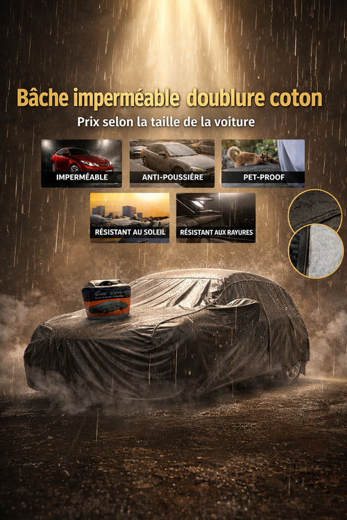 Bâche Imperméable & Doublure Coton – Protection Complète pour Votre Voiture en toute saisons