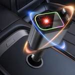 CHARGEUR de Voiture 4 en 1     120W Ultra Rapide avec 2 Câbles Rétractables & Lumière LED