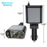 CHARGEUR de Voiture 4 en 1     120W Ultra Rapide avec 2 Câbles Rétractables & Lumière LED
