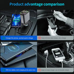 CHARGEUR de Voiture 4 en 1     120W Ultra Rapide avec 2 Câbles Rétractables & Lumière LED