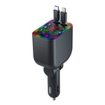 TRANSMETTEUR Bluetooth MP3 pour Voiture Charge Ultra Rapide 120W avec Câbles Rétractables, USB-C & Lightning