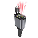CHARGEUR de Voiture 4 en 1     120W Ultra Rapide avec 2 Câbles Rétractables & Lumière LED