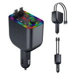 TRANSMETTEUR Bluetooth MP3 pour Voiture Charge Ultra Rapide 120W avec Câbles Rétractables, USB-C & Lightning
